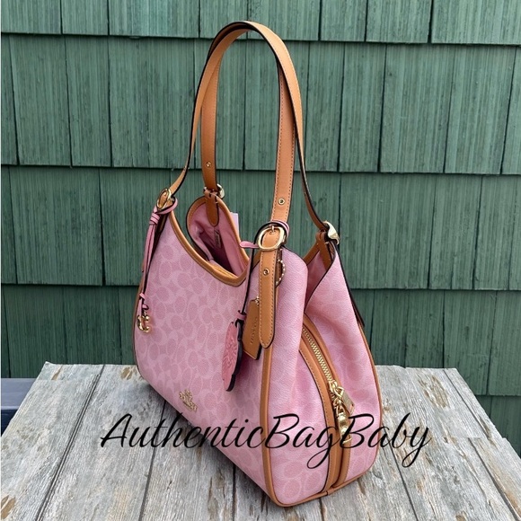 Coach Erin Shoulder Bag In Signature Canvas With Charms Purse Powder Pink - Picture 6 of 13